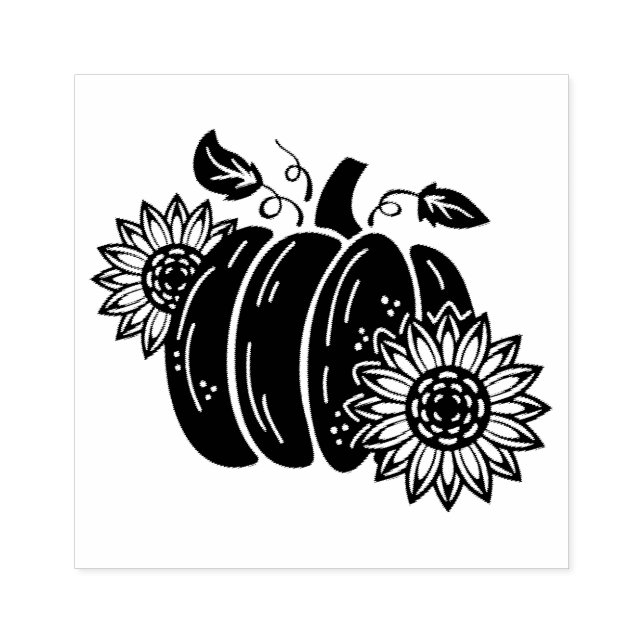 Pumpkin Sonnenblumen Niedlich Herbstfest Gummistempel (Prägung)