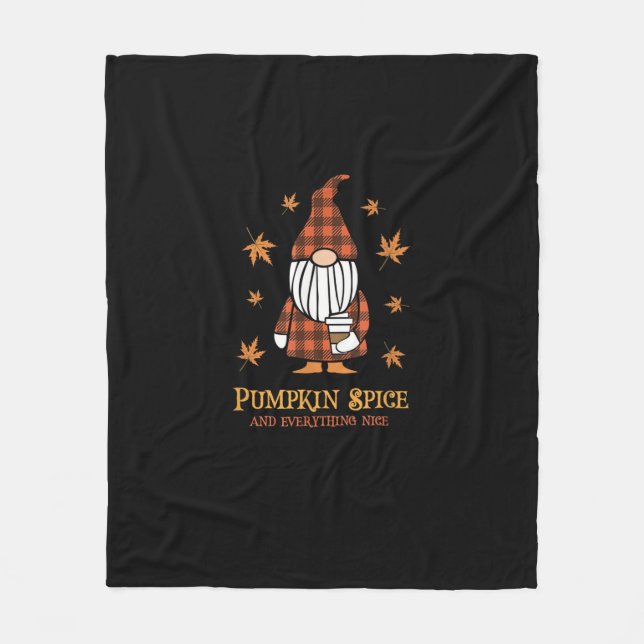 Pumpkin Spice And Everything Nice Fall Gnome Drink Fleecedecke (Vorderseite)