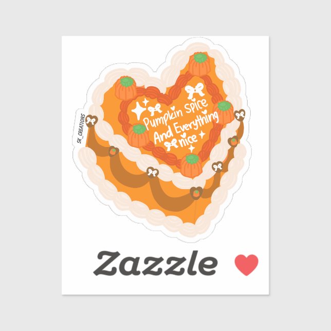 Pumpkin Spice And Everything Nice Heart Cake  Aufkleber (Blatt)