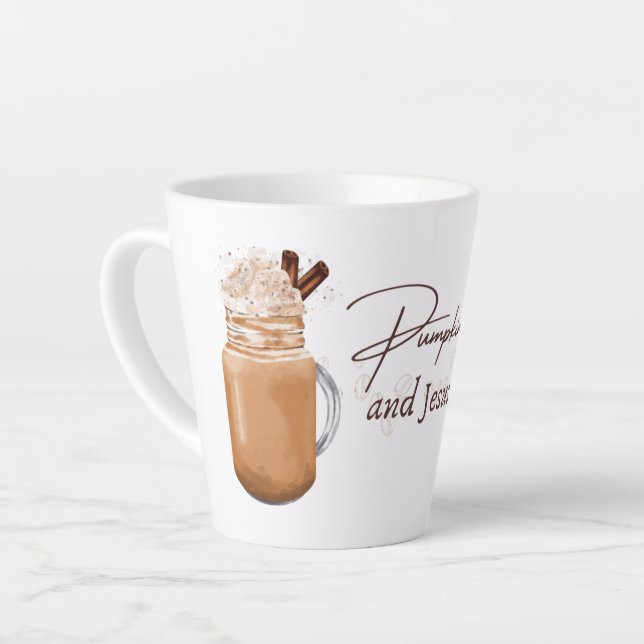 Pumpkin Spice and Jesus Christ Autumn Milchtasse (Linke Ecke)