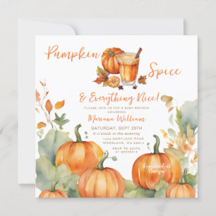 Pumpkin Spice Fall Baby Dusche Boho Orange Floral Einladung