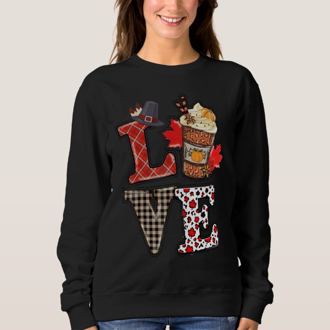 Pumpkin Spice Fall Buffalo Plaid Love Thanksgiving Sweatshirt (Vorderseite)