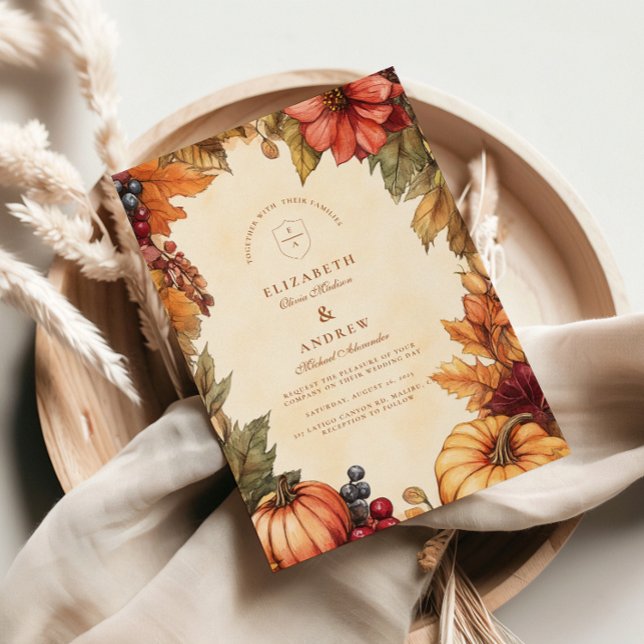Pumpkin Spice Florals Wedding Einladung (Von Creator hochgeladen)