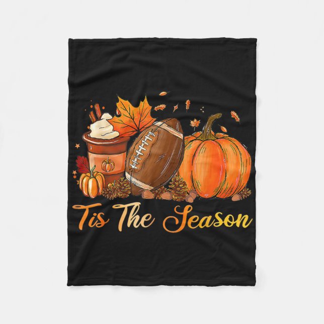 Pumpkin Spice Footll Tis The Season Fall Thanksgiv Fleecedecke (Vorderseite)