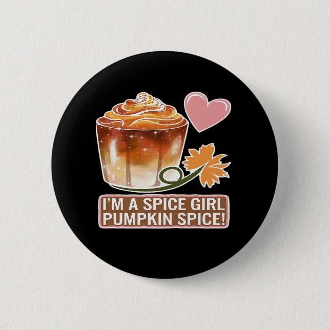 Pumpkin Spice Girl Fall Latte Sticker Button (Vorderseite)