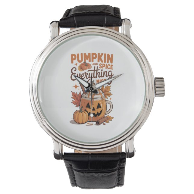 Pumpkin Spice Halloween Armbanduhr (Vorderseite)