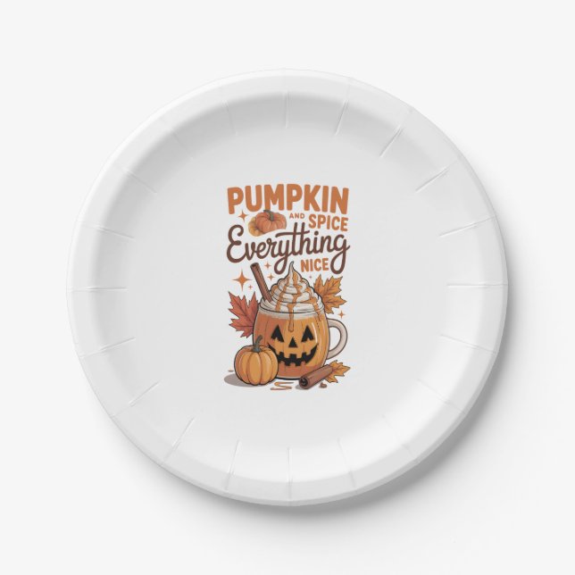 Pumpkin Spice Halloween Pappteller (Vorderseite)