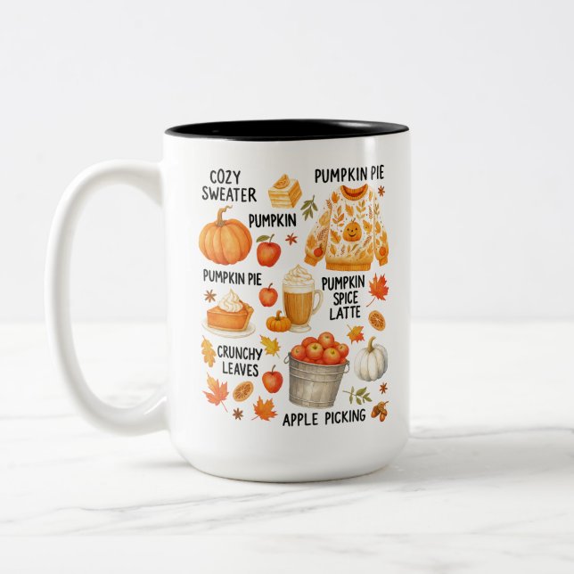 Pumpkin Spice Latte |Cosy Fall Coffee Autumn Vibes Zweifarbige Tasse (Links)