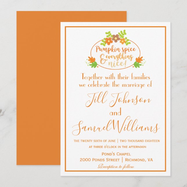 Pumpkin Spice Lovely Wedding Einladung (Vorne/Hinten)