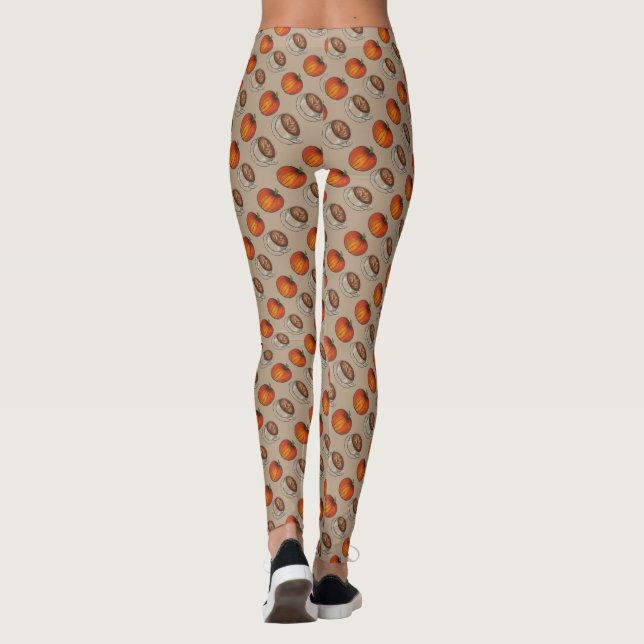 Pumpkin Spice Pumpkins Kaffee Latte Tan Leggings (Rückseite)