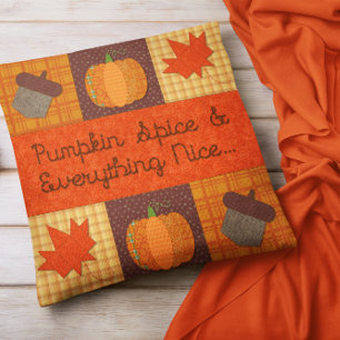 Pumpkin Spice Quilt Collage Pillow Kissen