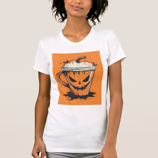 Pumpkin Spice Season – Cute Jack-O-Lantern Coffee  T-Shirt (Vorderseite)