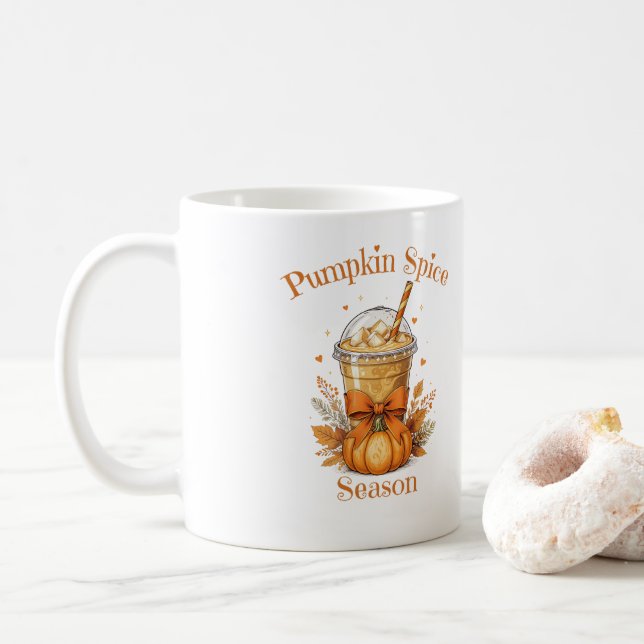 Pumpkin Spice Season Fall Autumn Coquette Bow Kaffeetasse (Mit Donut)
