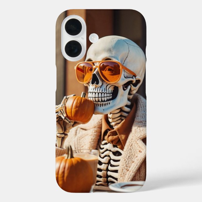 Pumpkin Spice Skeleton iPhone 16 Hülle (Rückseite)