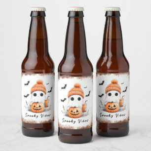 Pumpkin Spice Spooky Vibes Personalisiert Bierflaschenetikett