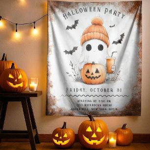 Pumpkin Spice Spooky Vibes Personalisiert Wandteppich
