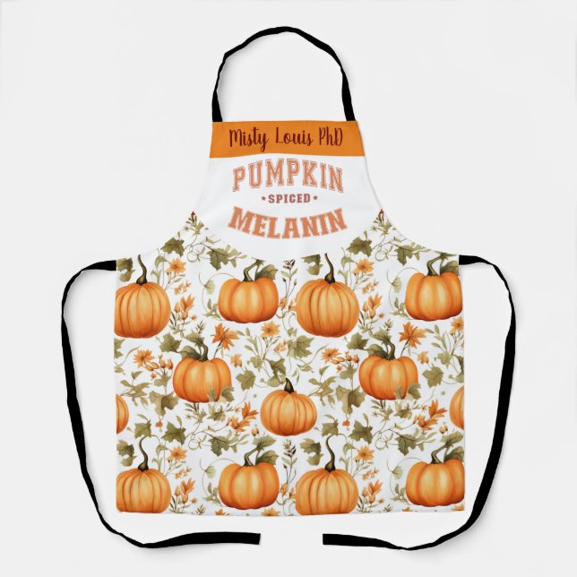 Pumpkin Spiced Melanin Herbstlaub Name Schürze (Vorderseite)