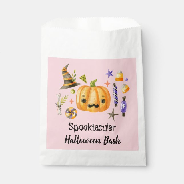 Pumpkin Spooktacular Halloween Bash Party Pink Geschenktütchen (Vorderseite)