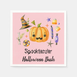 Pumpkin Spooktacular Halloween Bash Party Pink Serviette