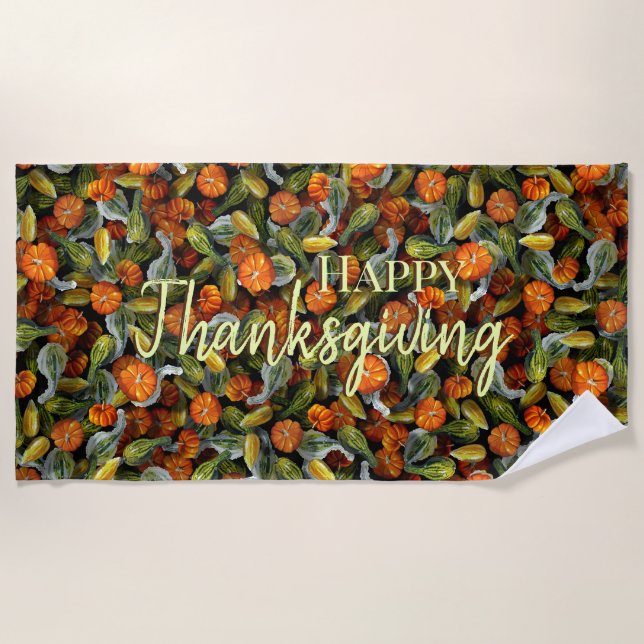 Pumpkin, Squash Autumn Harvest Beach Towel Strandtuch (Vorderseite)