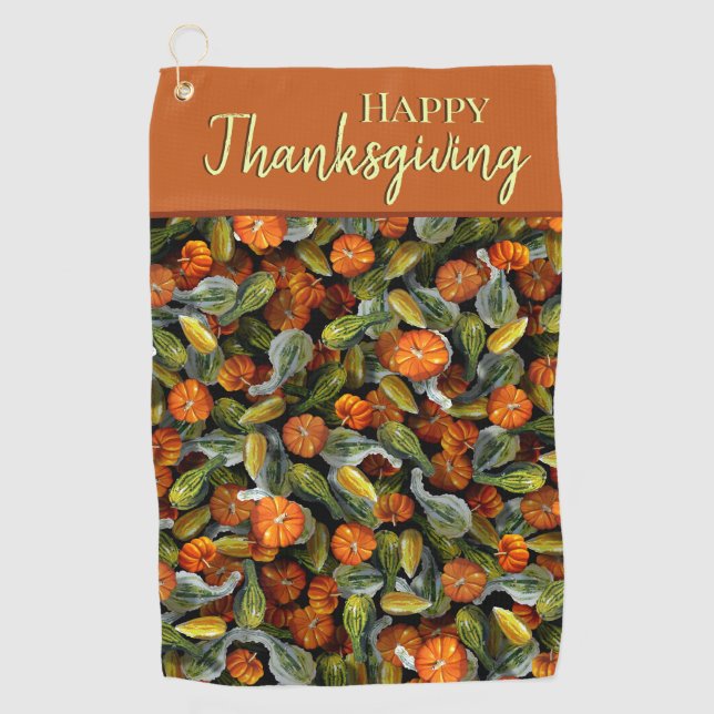 Pumpkin, Squash Autumn Harvest Golf Towel Golfhandtuch (Vorderseite)