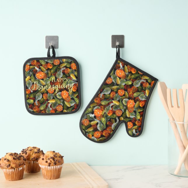 Pumpkin, Squash Autumn Harvest Pot Holder Set (Insitu (Hängend))