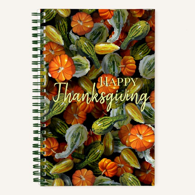 Pumpkin, Squash Autumn Harvest Spiral Notebook Notizbuch (Vorderseite)