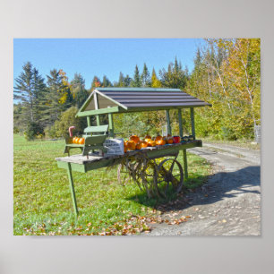 Pumpkin Stand in Vermont im Herbst Poster