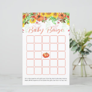 Pumpkin Sunflower Baby Dusche Bingo Spiel