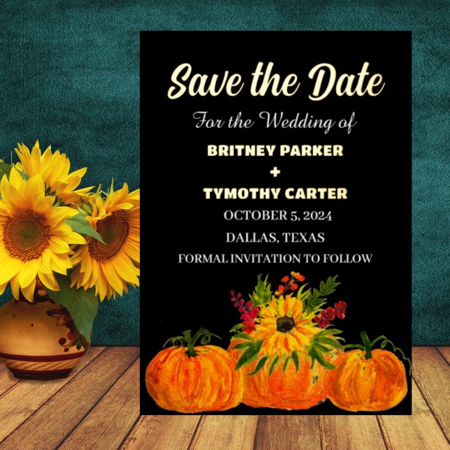 Pumpkin Sunflower Rustic Foto QR Code Hochzeit Folieneinladung (Von Creator hochgeladen)
