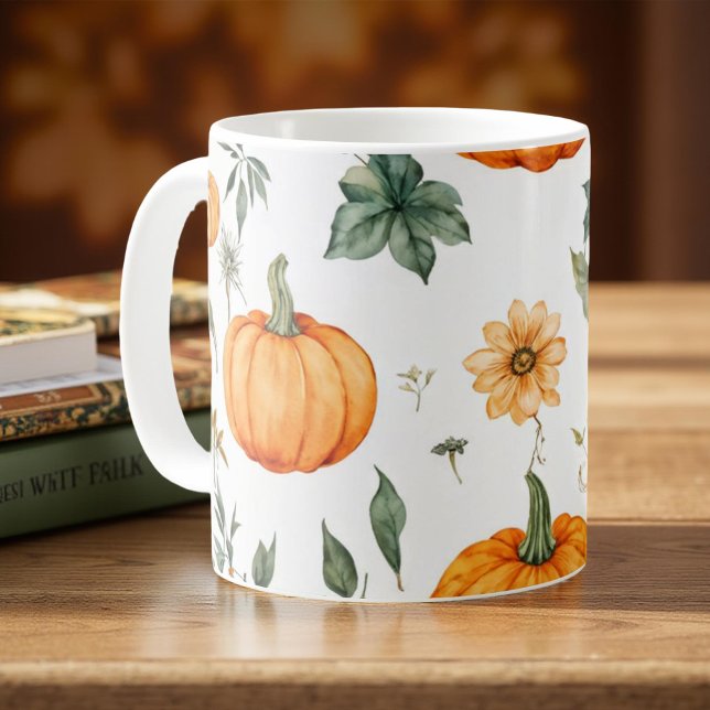 Pumpkin Tasse Orange Wasserfarbe Herbstlaub (Von Creator hochgeladen)