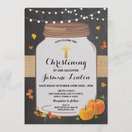 Pumpkin Taufkreuz Fall Christening Wood Jar Einladung