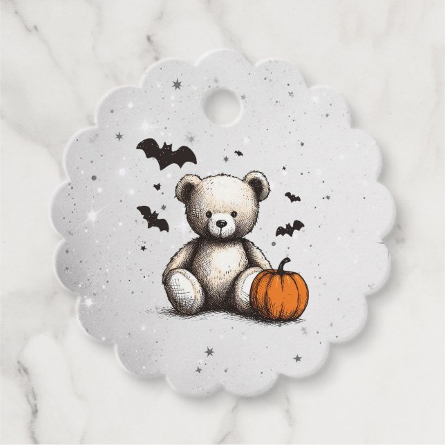 Pumpkin Teddy Baby Shower Geschenkanhänger (Vorderseite)