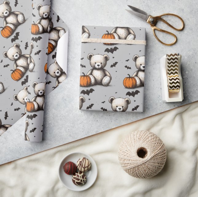Pumpkin Teddy Baby Shower Geschenkpapier (Kunsthandwerk)