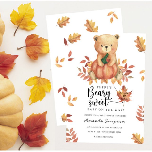 Pumpkin Teddy Bear Fall Baby Dusche Einladung (Von Creator hochgeladen)