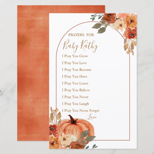 Pumpkin Terracota Floral Gebete für Baby (Vorne/Hinten)