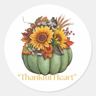 Pumpkin Thankful Heart Runder Aufkleber