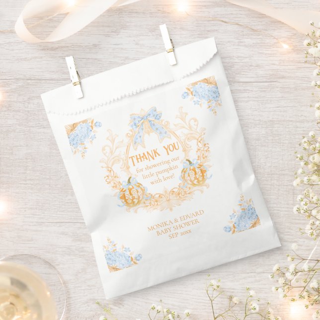 Pumpkin Toile Wappen Elegant Boy Baby Shower Geschenktütchen (Ausgeschnitten)