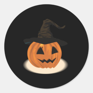 Pumpkin Tragen von Hexenhut Runder Aufkleber