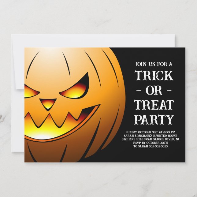 Pumpkin Trick oder Treat Party Einladung (Vorderseite)