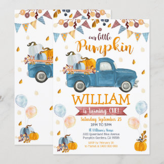 Pumpkin Truck 1. Geburtstag Einladung Boy Pumpkin