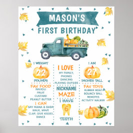 Pumpkin Truck 1. Geburtstag Milestone Poster