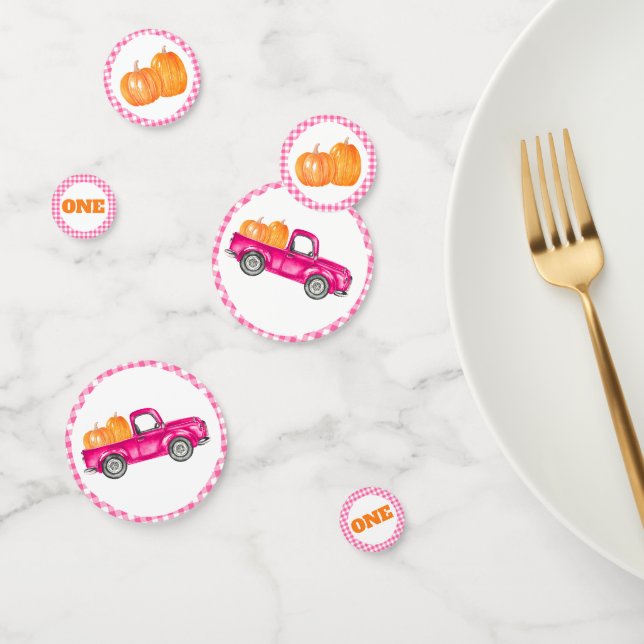 Pumpkin Truck Birthday Confetti - Pink Truck Konfetti (Gruppe)