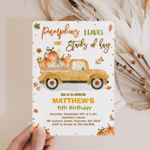Pumpkin Truck Birthday Party Fall Pumpkin Birthday Einladung