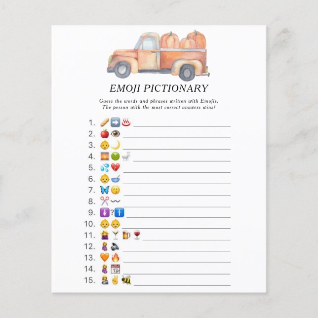 Pumpkin-Truck \ Emoji-Picknickspiel (Vorderseite)