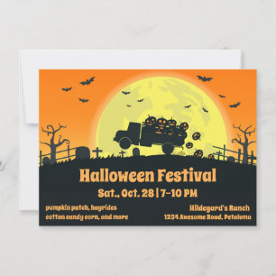 Pumpkin Truck Friedhof Halloween Einladung