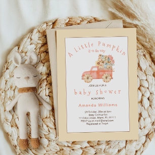 Pumpkin Truck Herbst Floral Moderne Babydusche Einladung