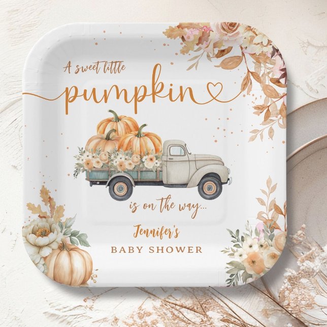 Pumpkin Truck Kinderdusche Herbst Pappteller (Von Creator hochgeladen)