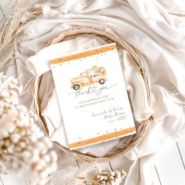 Pumpkin Truck Modernes Fall Baby Dusche Dankeskarte