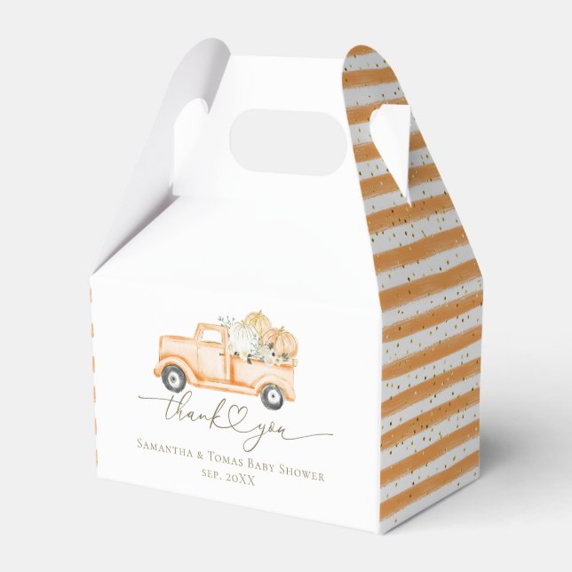 Pumpkin Truck Modernes Fall Baby Dusche Geschenkschachtel (Vorderseite)